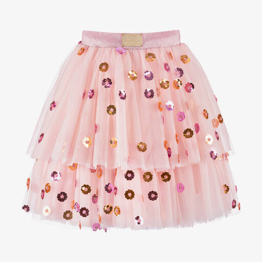Junona-Girls Pink Sequin Tulle Tutu Skirt | Childrensalon