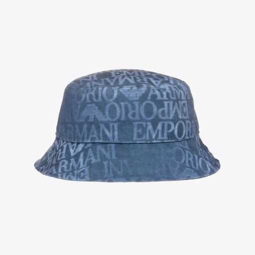 Emporio Armani-Blue Canvas Bucket Hat | Childrensalon