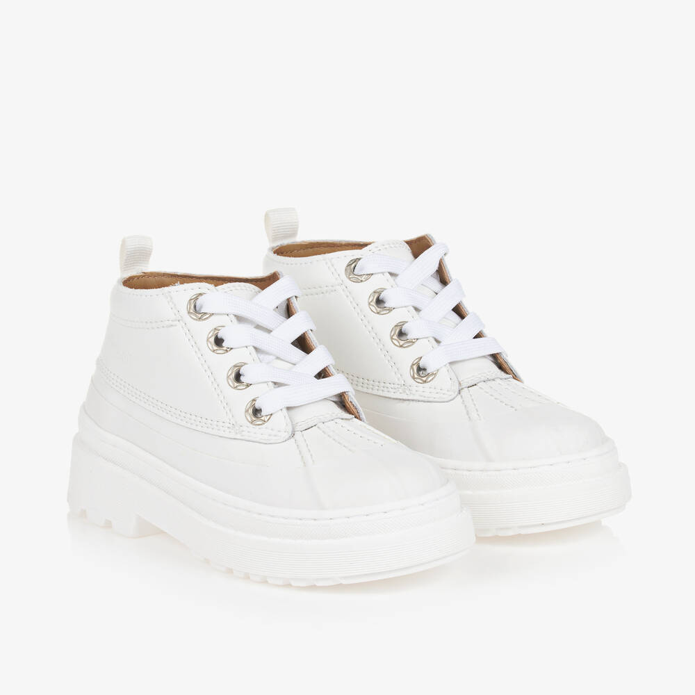 JACQUEMUS - White Leather Lace-Up Ankle Boots | Childrensalon