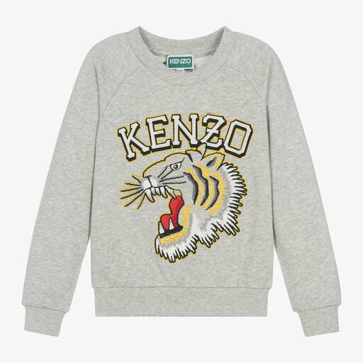 KENZO KIDS-Boys Grey Marl Cotton Sweatshirt | Childrensalon