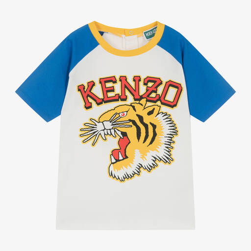 KENZO KIDS-Boys Ivory Cotton Varsity Tiger T-Shirt | Childrensalon