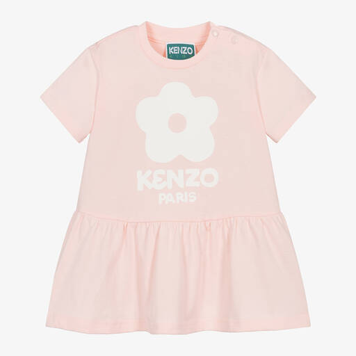 KENZO KIDS-فستان قطن عضوي لون زهري | Childrensalon