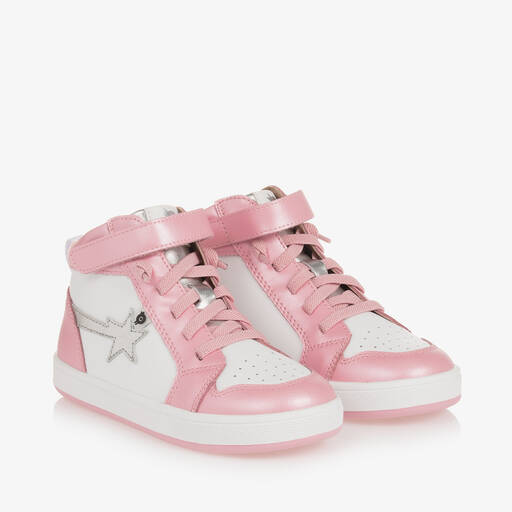 Old Soles-Girls Pink Leather High-Top Trainers | Childrensalon
