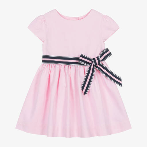 Ralph Lauren-فستان قطن لون زهري للمولودات | Childrensalon